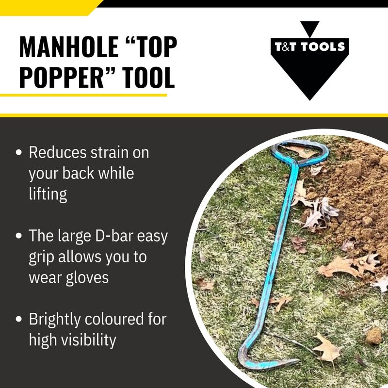 T & T Tools T&T Tools Top Popper Manhole Hook â€“ Heat Treated Manhole Hook (Rotated Handle, Alloy Steel, 36-Inch) - Image 3